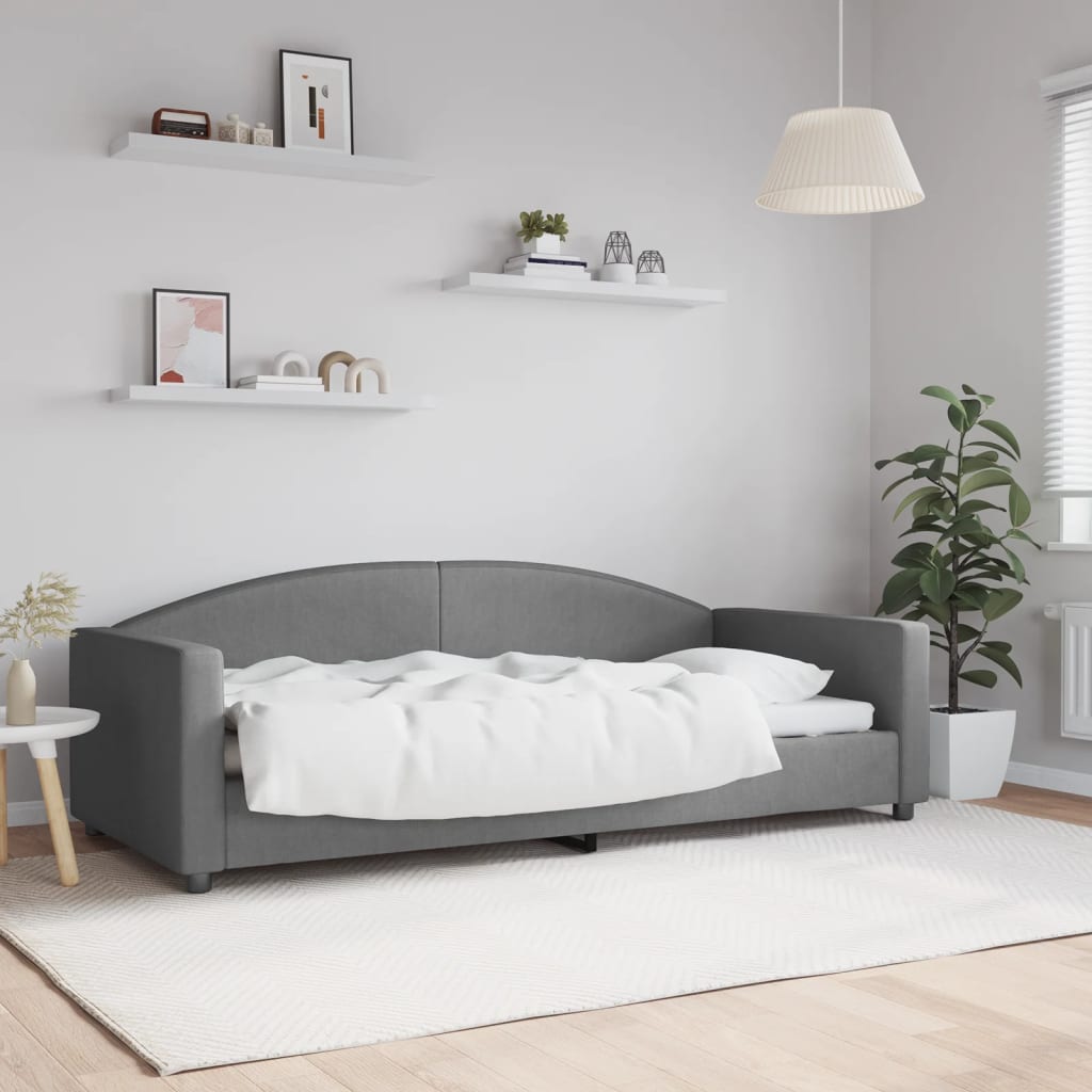 Letto da Giorno Grigio 90x200 cm in Tessuto - homemem39