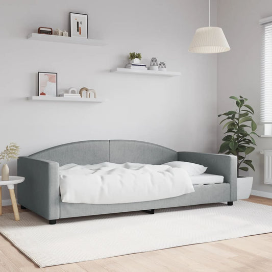 Letto da Giorno Grigio Chiaro 100x200 cm in Tessuto - homemem39