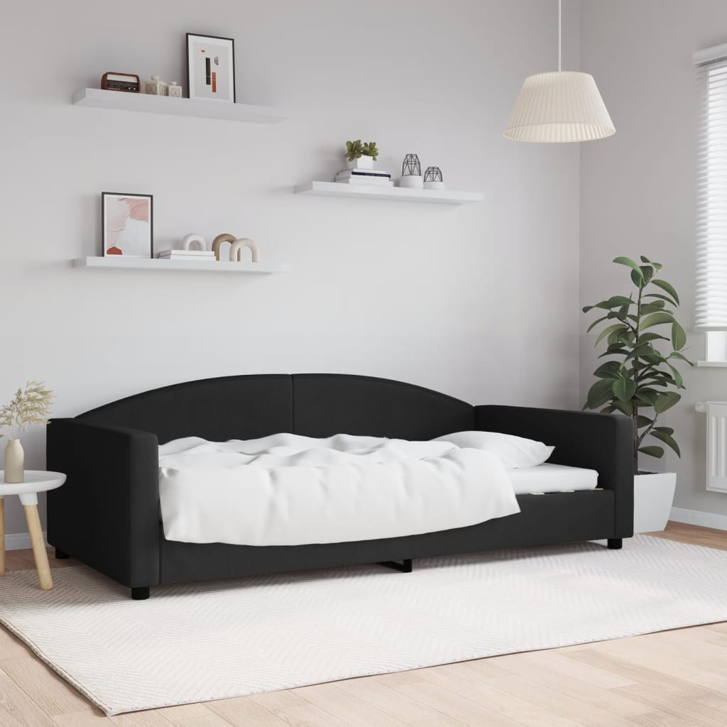 Letto da Giorno Nero 100x200 cm in Tessuto - homemem39