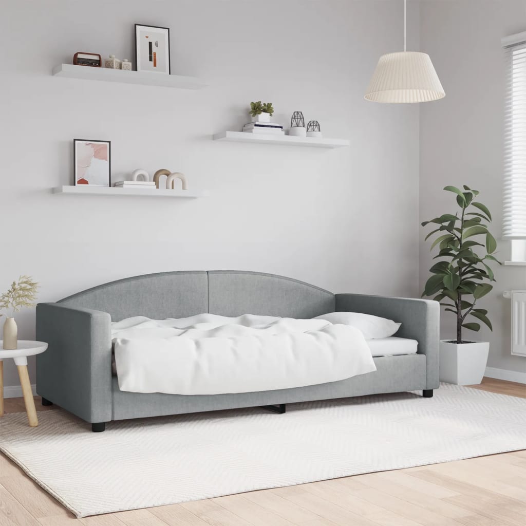Letto da Giorno Grigio Chiaro 90x190 cm in Tessuto - homemem39