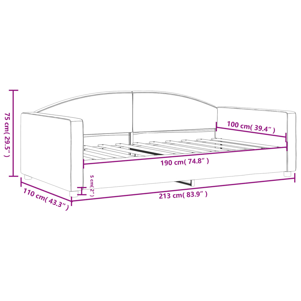 Letto da Giorno Grigio Scuro 100x190 cm in Tessuto | homemem39