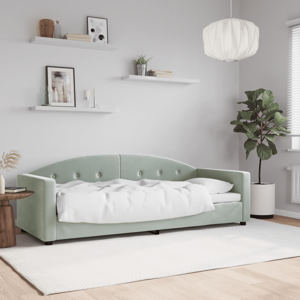 Letto da Giorno Grigio Chiaro 80x200 cm in Velluto | homemem39