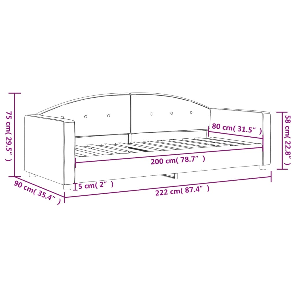 Letto da Giorno Rosa 80x200 cm in Velluto | homemem39