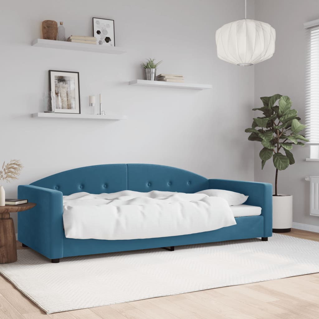 Letto da Giorno Blu 90x200 cm in Velluto - homemem39