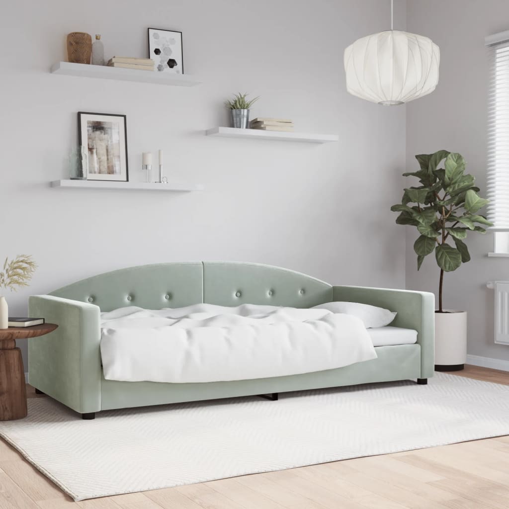 Letto da Giorno Grigio Chiaro 90x200 cm in Velluto | homemem39