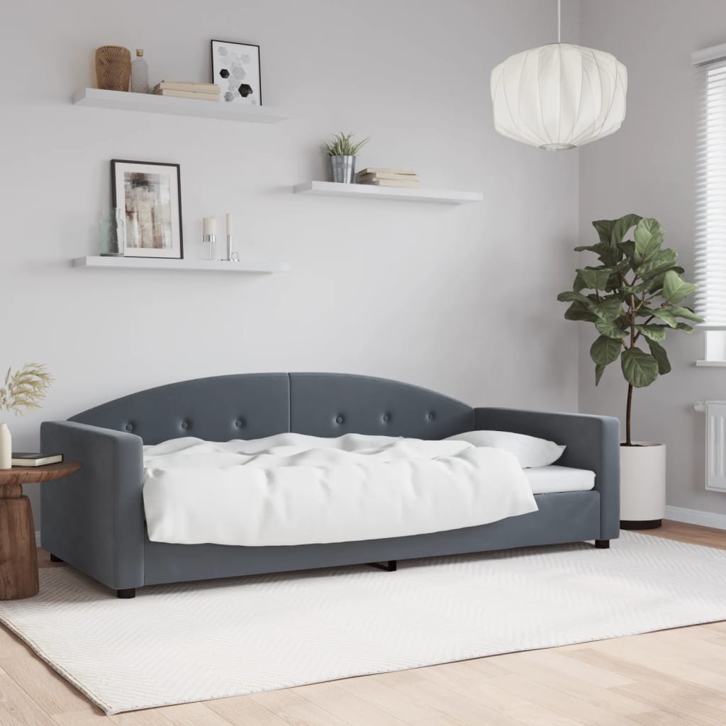 Letto da Giorno Grigio Scuro 90x200 cm in Velluto - homemem39