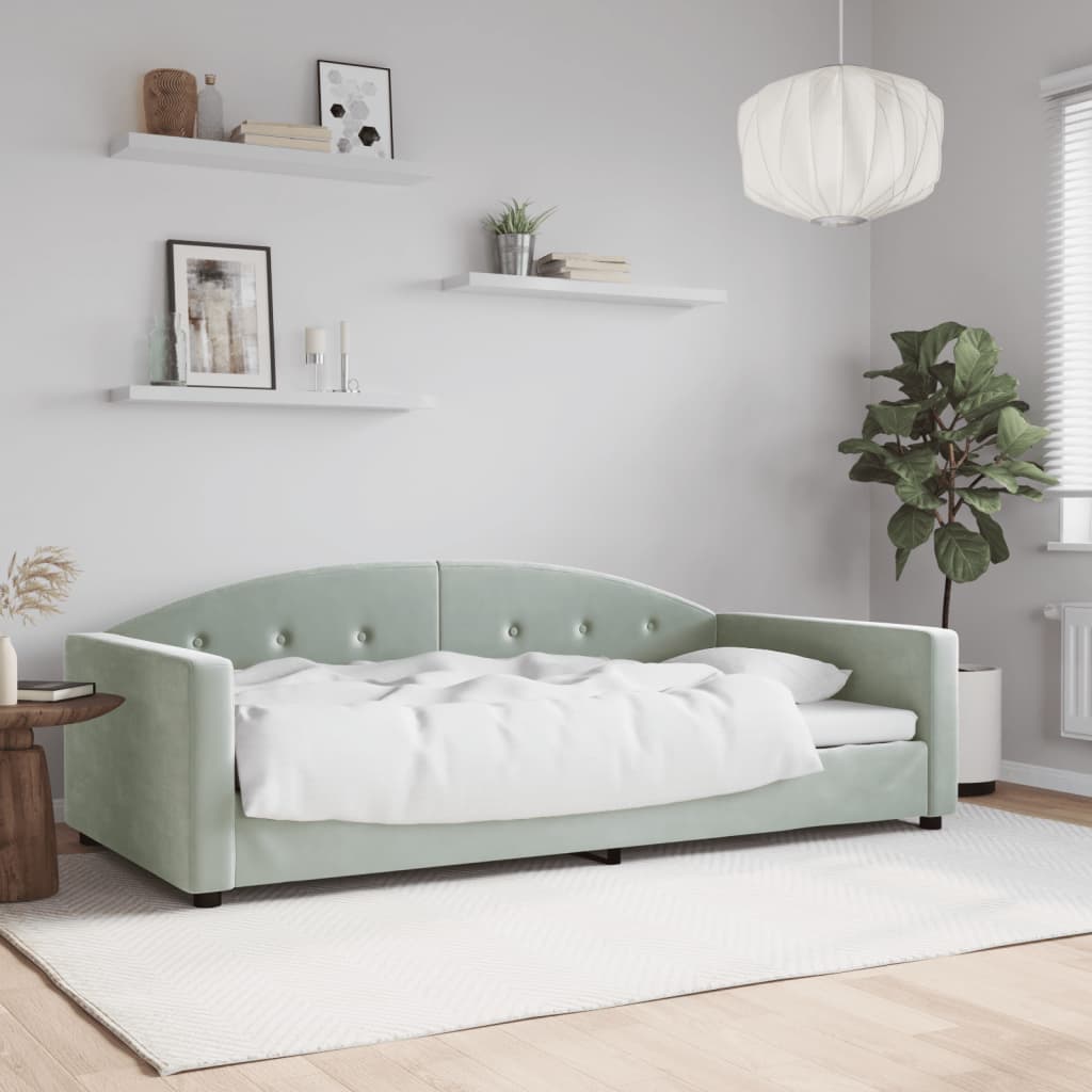 Letto da Giorno Grigio Chiaro 100x200 cm in Velluto | homemem39