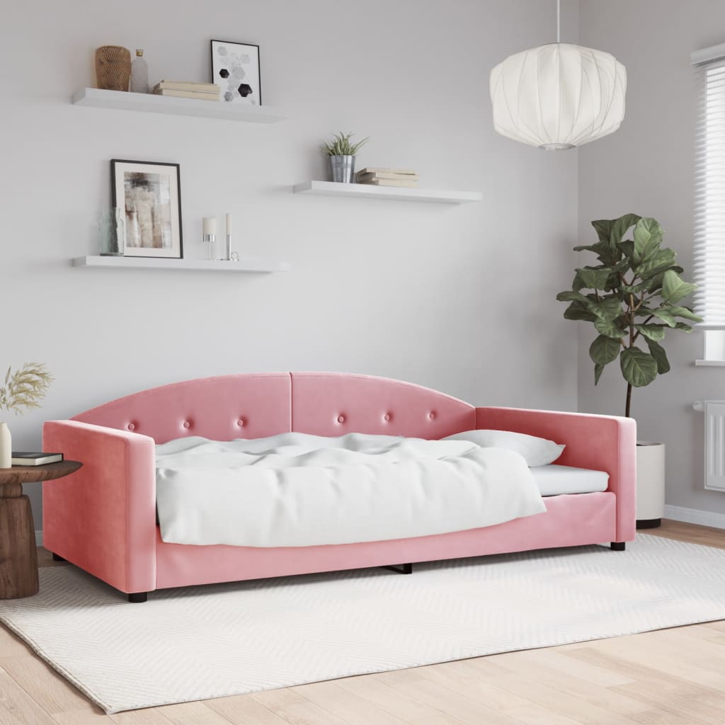 Letto da Giorno Rosa 100x200 cm in Velluto | homemem39