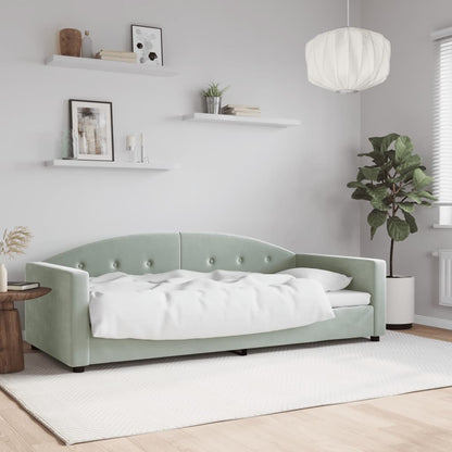 Letto da Giorno Grigio Chiaro 90x190 cm in Velluto