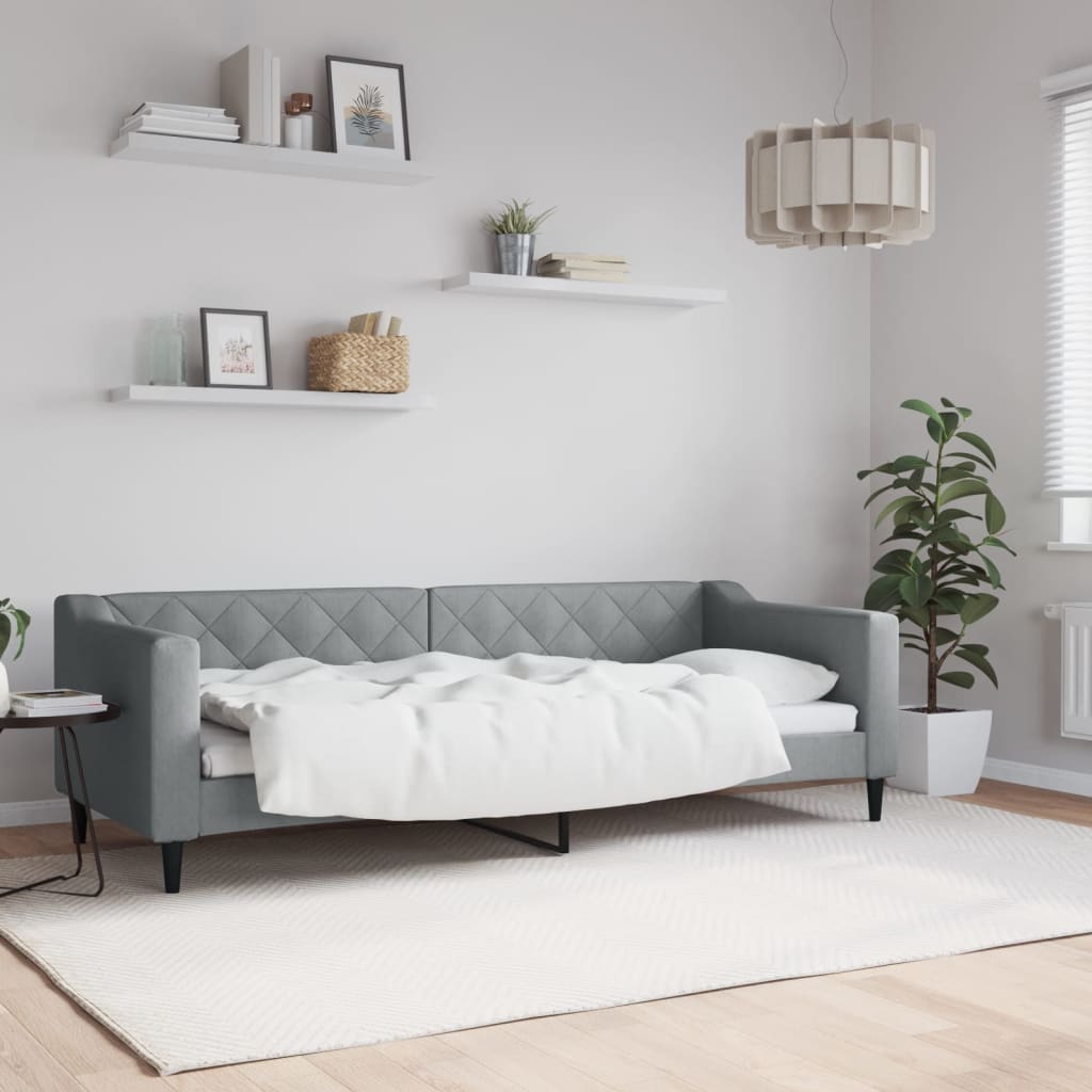 Letto da Giorno Grigio Chiaro 80x200 cm in Tessuto | homemem39