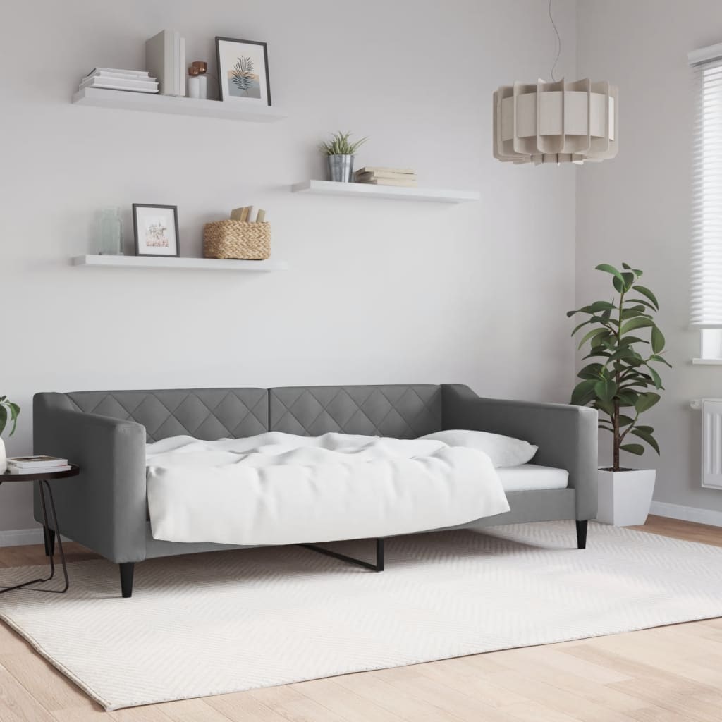 Letto da Giorno Grigio Scuro 100x190 cm in Tessuto | homemem39