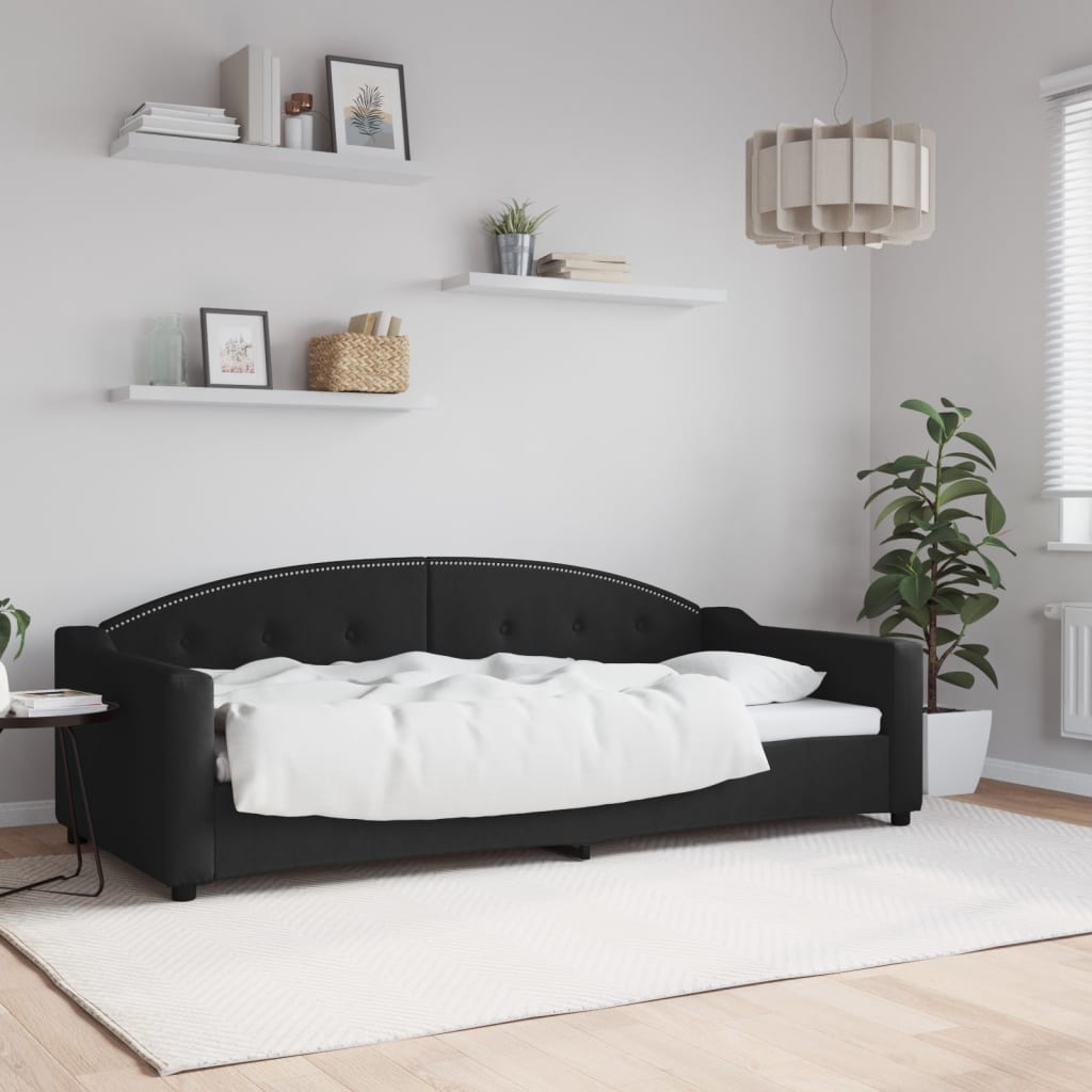 Letto da Giorno Nero 90x200 cm in Tessuto - homemem39