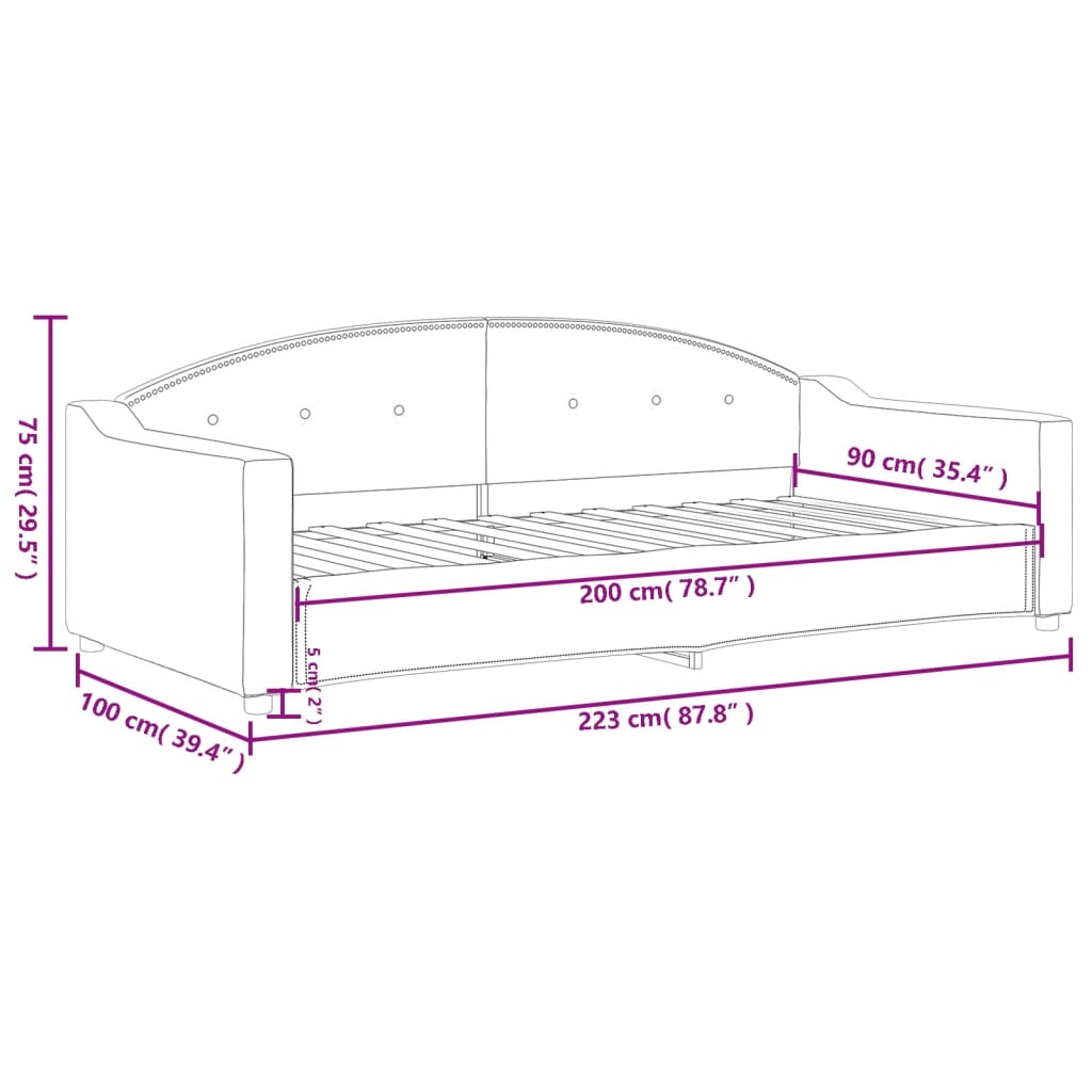 Letto da Giorno Crema 90x200 cm in Tessuto | homemem39