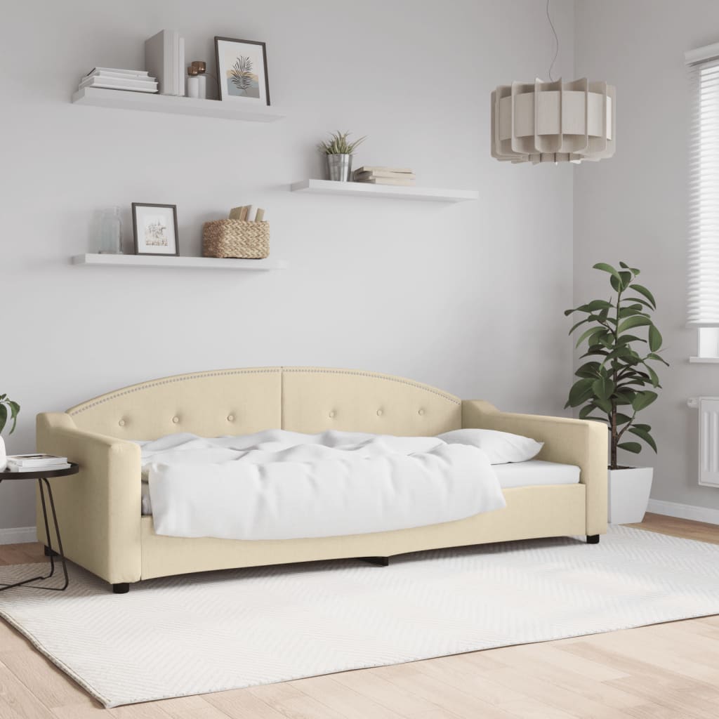 Letto da Giorno Crema 90x200 cm in Tessuto | homemem39