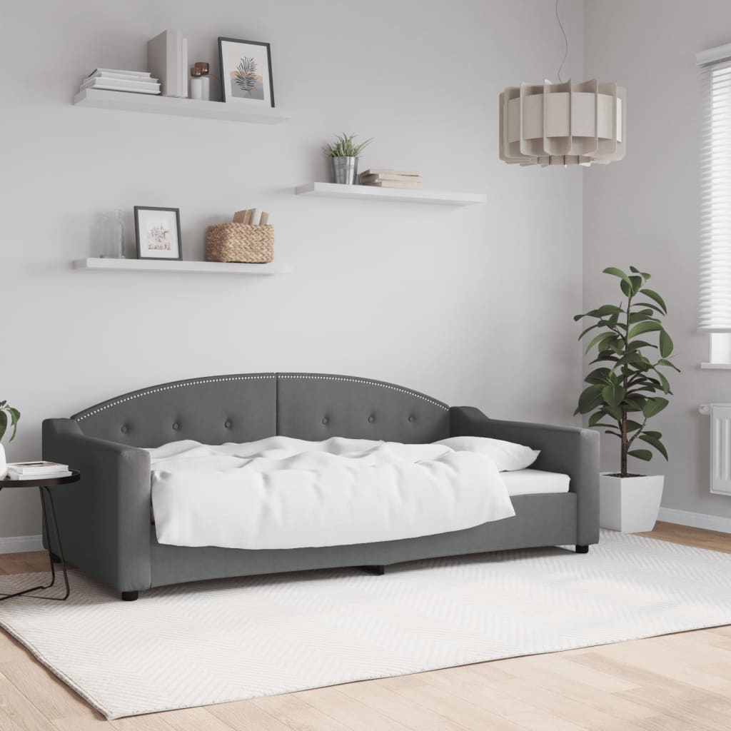 Letto da Giorno Grigio Scuro 90x190 cm in Tessuto - homemem39