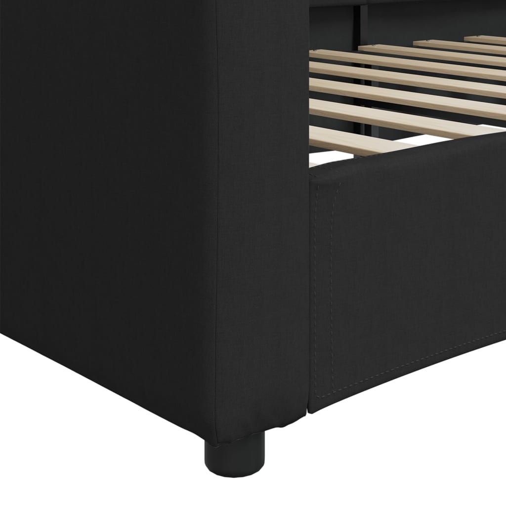 Letto da Giorno Nero 90x190 cm in Tessuto - homemem39