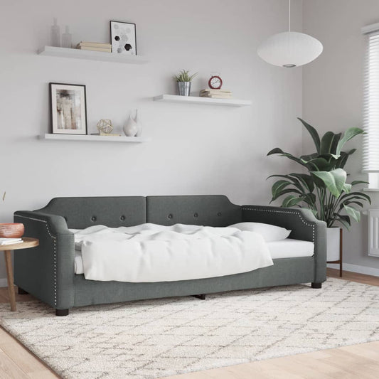 Letto da Giorno Grigio 90x200 cm in Tessuto
