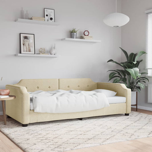 Letto da Giorno Crema 100x200 cm in Tessuto