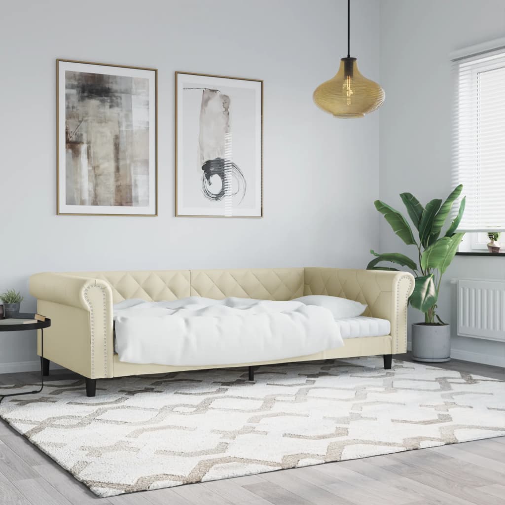 Letto da Giorno Crema 100x200 cm in Similpelle - homemem39