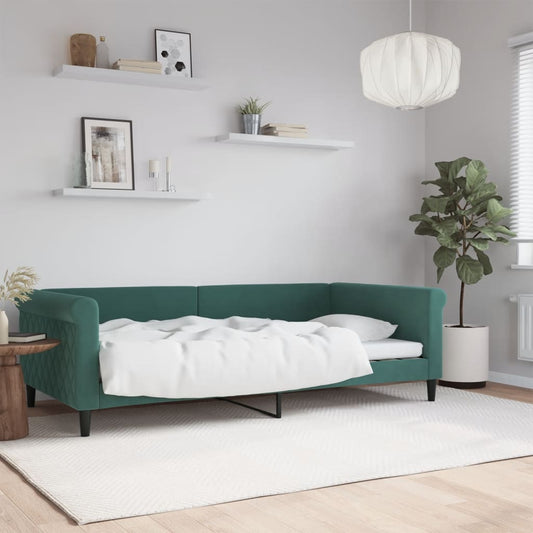 Letto da Giorno Verde Scuro 100x200 cm in Velluto