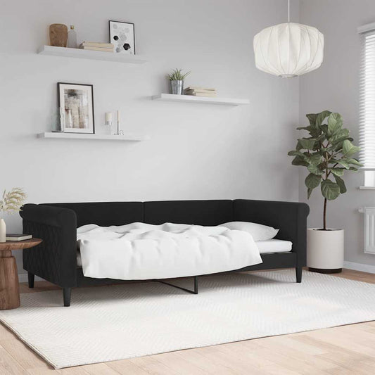 Letto da Giorno Nero 90x190 cm in Velluto - homemem39