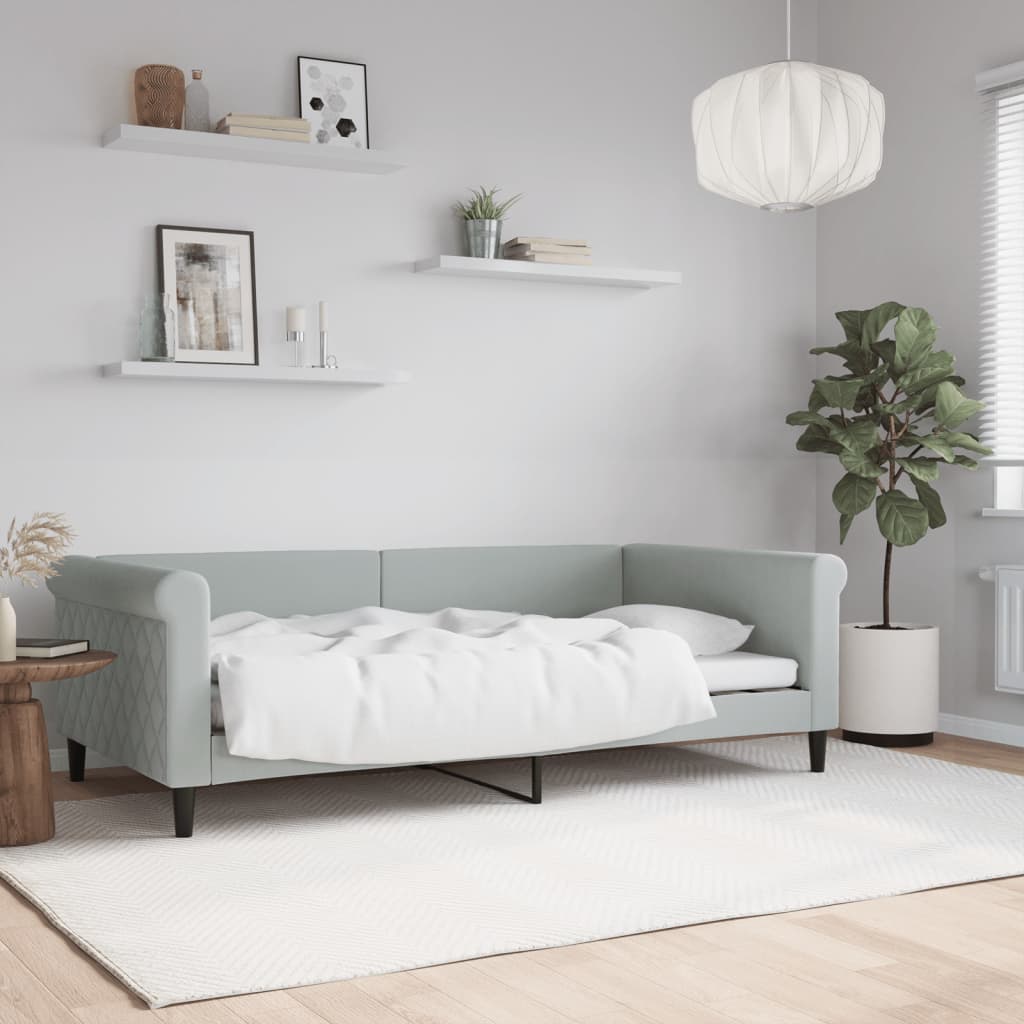 Letto da Giorno Grigio Chiaro 100x190 cm in Velluto | homemem39