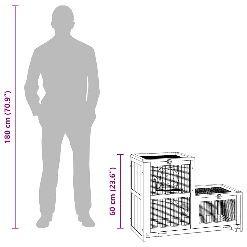 Gabbia per Criceti 81x40x60 cm in Legno Massello di Abete - homemem39