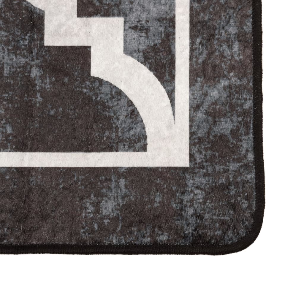 Tappeto Lavabile Nero e Bianco 80x150 cm Antiscivolo - homemem39