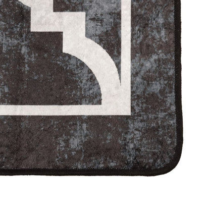 Tappeto Lavabile Nero e Bianco 80x150 cm Antiscivolo - homemem39