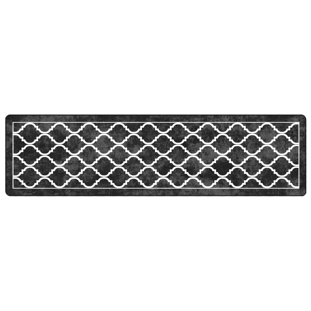 Tappeto Lavabile Nero e Bianco 80x300 cm Antiscivolo - homemem39