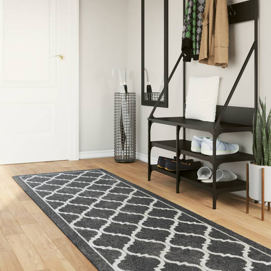 Tappeto Lavabile Nero e Bianco 80x300 cm Antiscivolo - homemem39