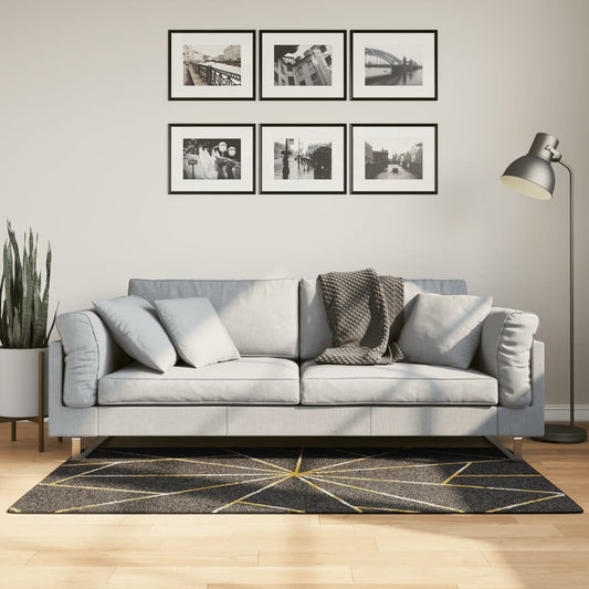 Tappeto Lavabile Nero e Oro 80x150 cm Antiscivolo - homemem39