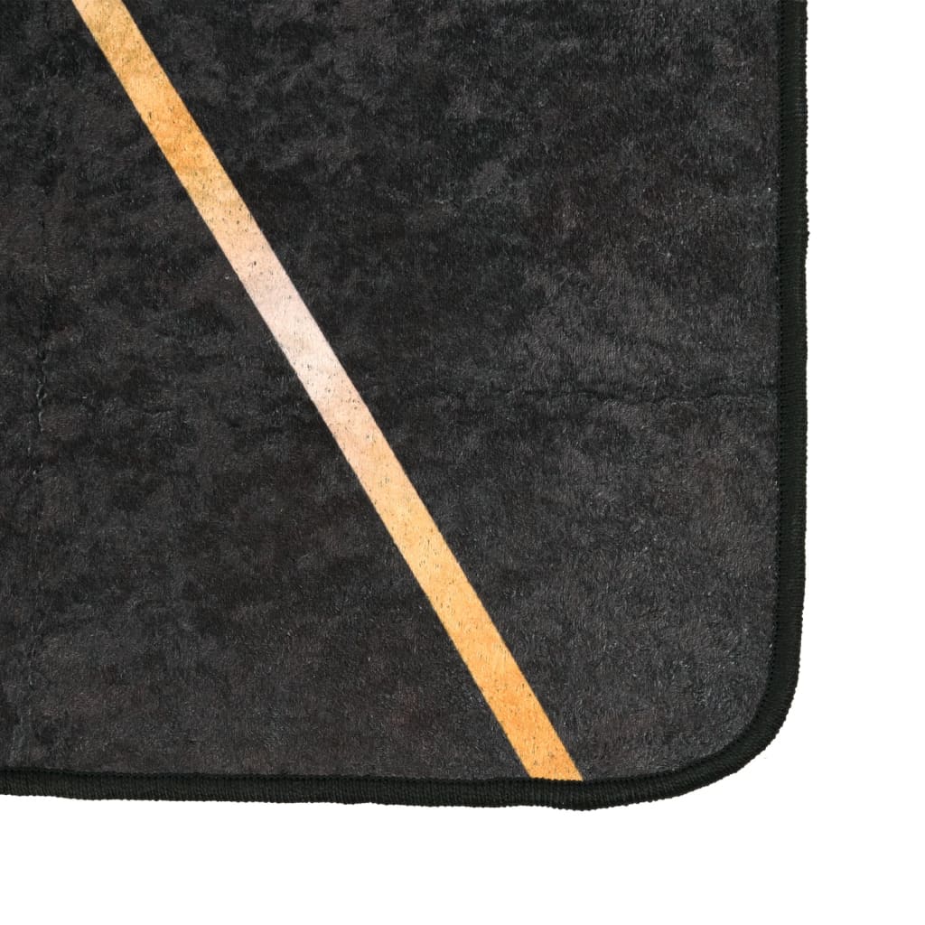 Tappeto Lavabile Nero e Oro 120x180 cm Antiscivolo - homemem39