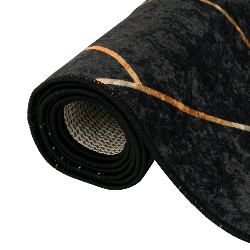Tappeto Lavabile Nero e Oro 120x180 cm Antiscivolo - homemem39