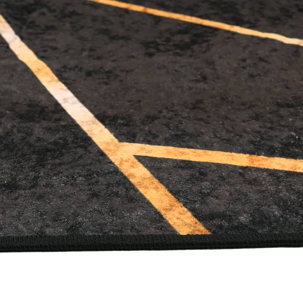 Tappeto Lavabile Nero e Oro 120x180 cm Antiscivolo - homemem39