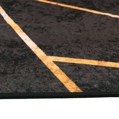 Tappeto Lavabile Nero e Oro 120x180 cm Antiscivolo - homemem39
