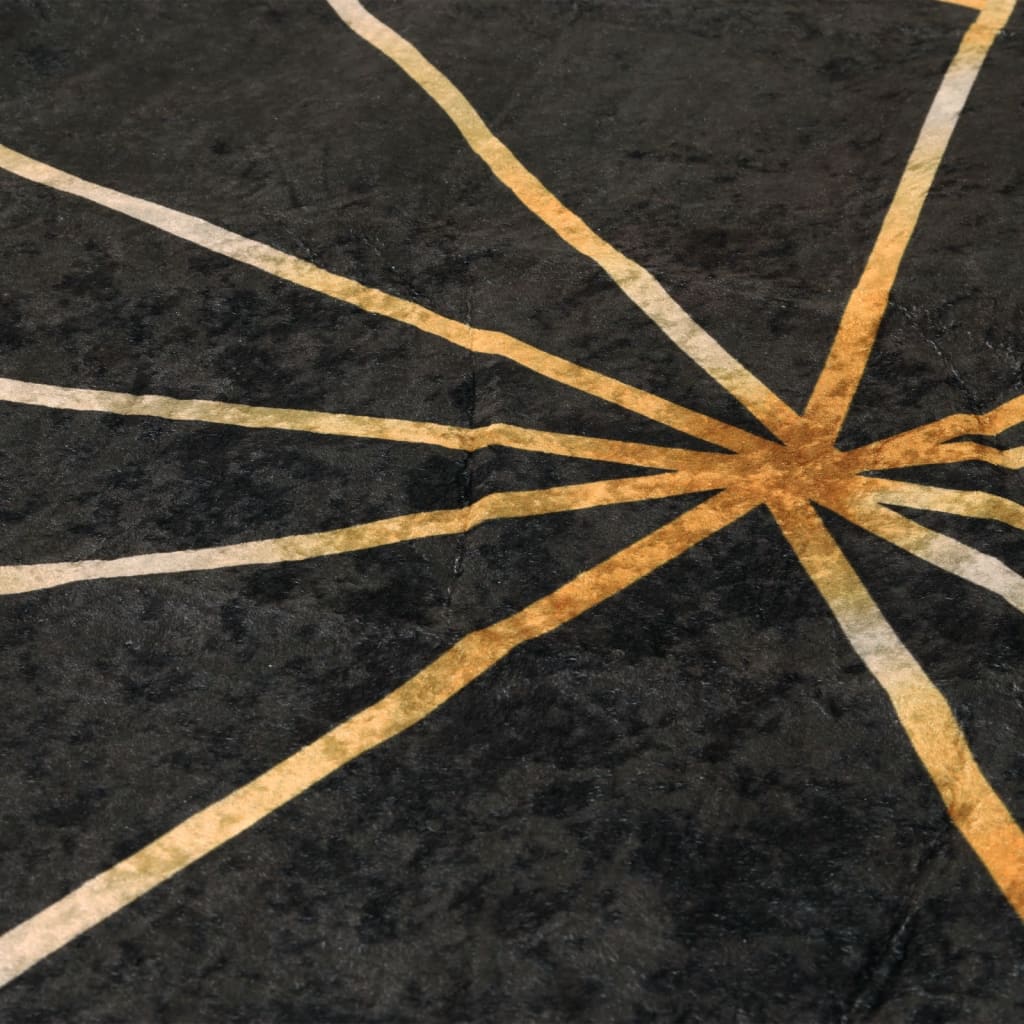 Tappeto Lavabile Nero e Oro 120x180 cm Antiscivolo - homemem39