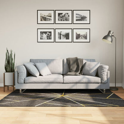 Tappeto Lavabile Nero e Oro 120x180 cm Antiscivolo - homemem39