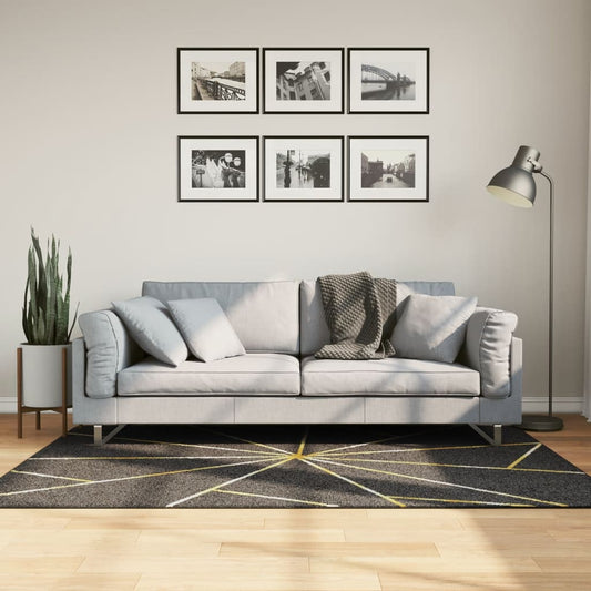 Tappeto Lavabile Nero e Oro 120x180 cm Antiscivolo - homemem39