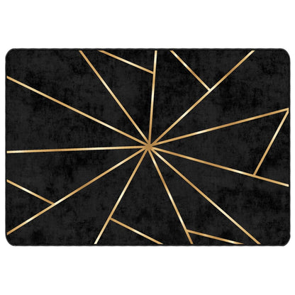 Tappeto Lavabile Nero e Oro 160x230 cm Antiscivolo - homemem39