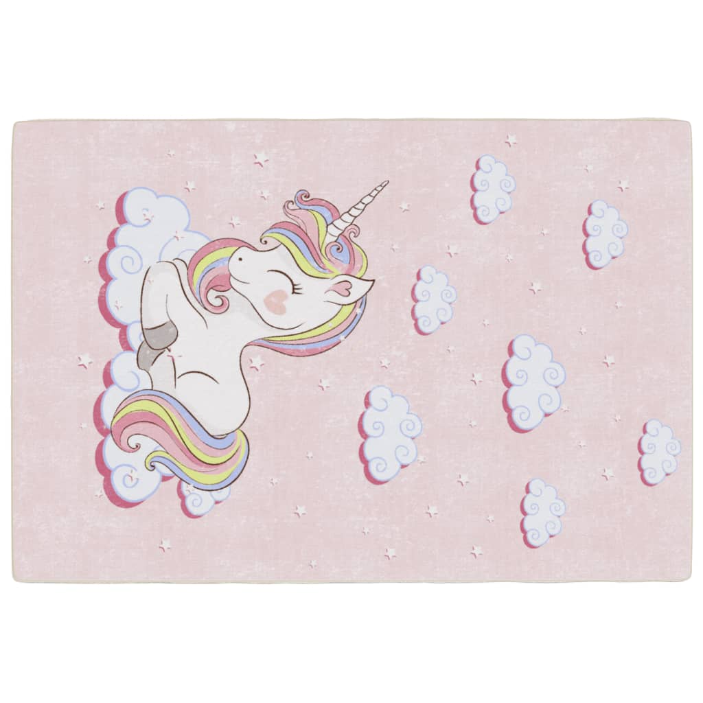 Tappeto Bambini Rosa 160x230 cm Unicorno Lavabile Antiscivolo - homemem39