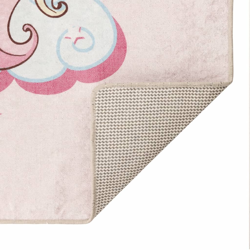 Tappeto Bambini Rosa 160x230 cm Unicorno Lavabile Antiscivolo - homemem39