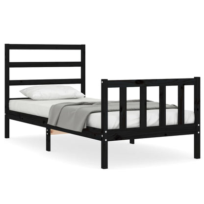 Giroletto con Testiera Nero Small Single in Legno Massello | homemem39