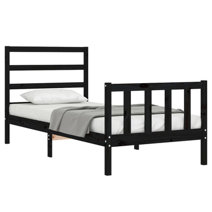 Giroletto con Testiera Nero Small Single in Legno Massello | homemem39