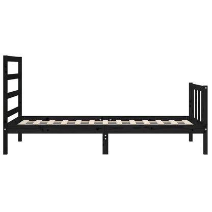 Giroletto con Testiera Nero Small Single in Legno Massello | homemem39