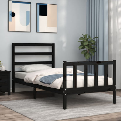 Giroletto con Testiera Nero Small Single in Legno Massello | homemem39