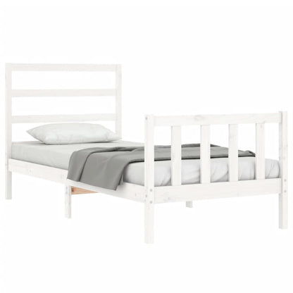 Letto senza Materasso Bianco 90x190 cm in Legno Massello Pino - homemem39