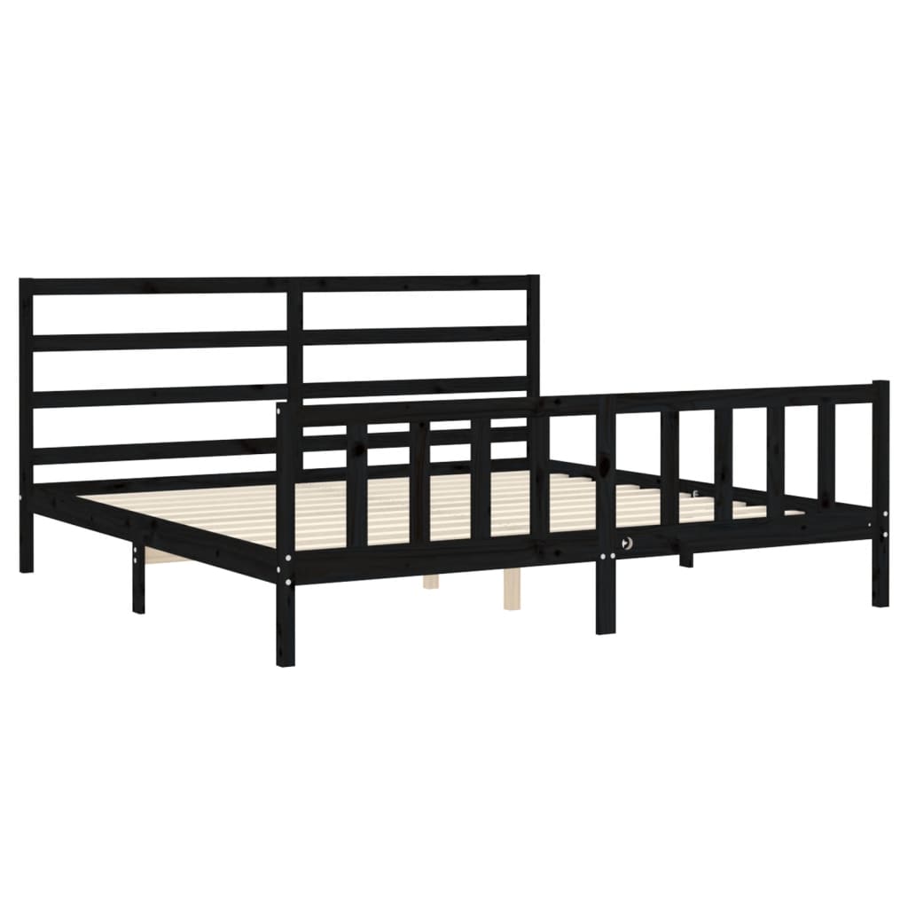 Giroletto con Testiera Nero 200x200 cm in Legno Massello | homemem39