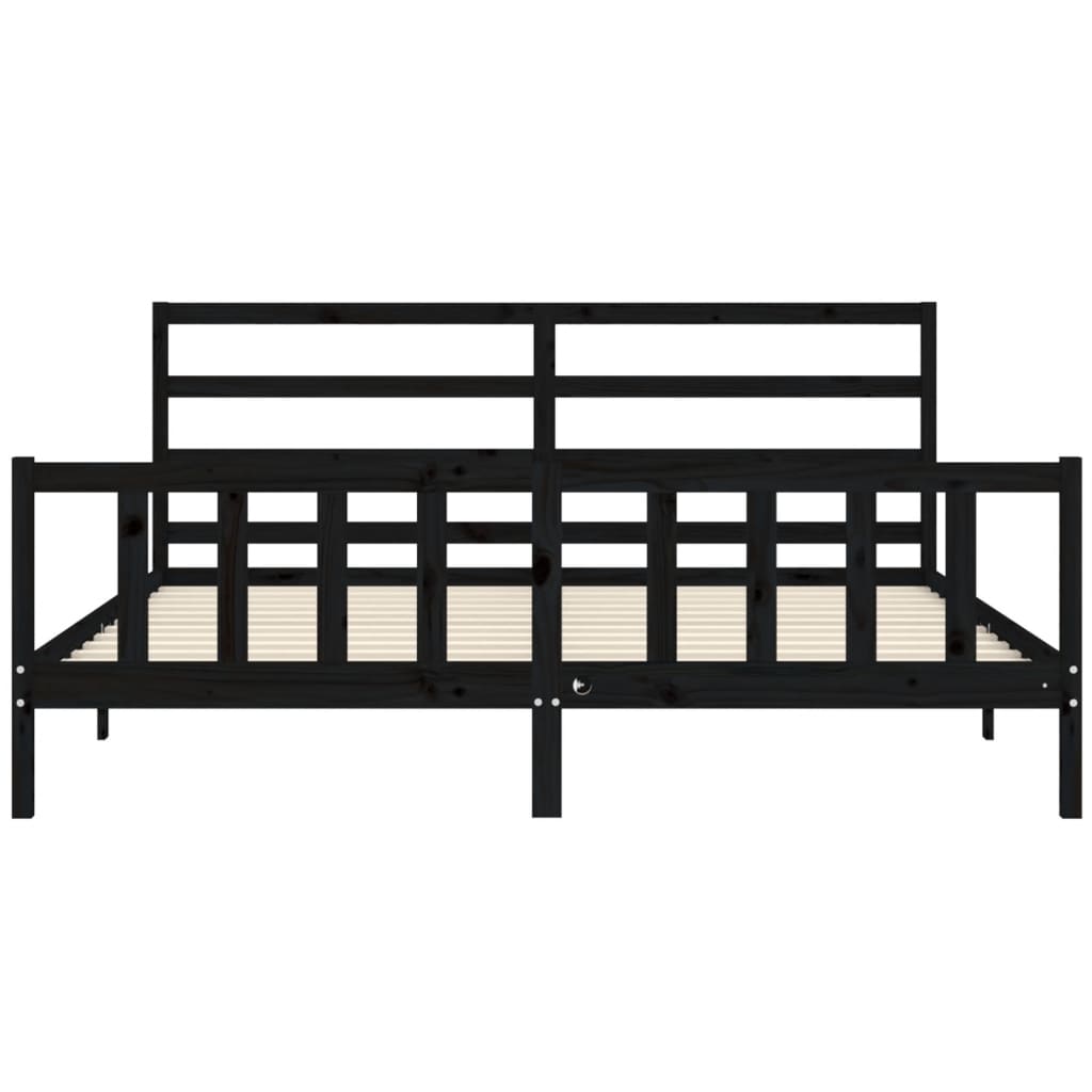 Giroletto con Testiera Nero 200x200 cm in Legno Massello | homemem39
