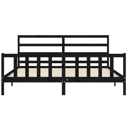 Giroletto con Testiera Nero 200x200 cm in Legno Massello | homemem39
